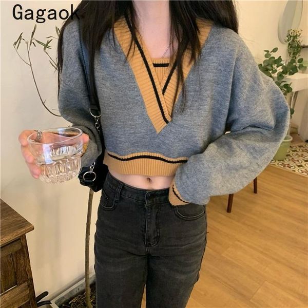 women's sweaters gagaok women streetwear spring/autumn korean sweater 2021 v-neck short striped knitsweaters slim navel wild pullovers, White;black
women's sweaters gagaok women streetwear spring/autumn korean sweater 2021 v-neck short striped knitsweaters slim navel wild pullovers, White;black