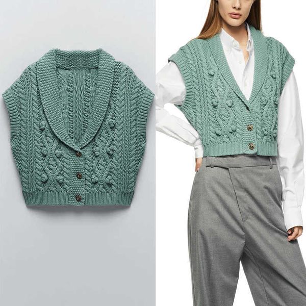 za cable knit cropped vest sweater women sleeveless front jewel button vintage knitted female chic fitted blue sweaters 210602, White
za cable knit cropped vest sweater women sleeveless front jewel button vintage knitted female chic fitted blue sweaters 210602, White