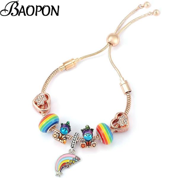 charm bracelets baopon 2021 rose gold color rainbow pendant with colorful unicon beads for women kids jewelry gift, Golden;silver
charm bracelets baopon 2021 rose gold color rainbow pendant with colorful unicon beads for women kids jewelry gift, Golden;silver