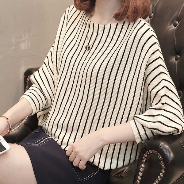 women's sweaters women sweater pullover striped batwing sleeve ladies casual knitted basic sweatshirt qdmw, White;black
women's sweaters women sweater pullover striped batwing sleeve ladies casual knitted basic sweatshirt qdmw, White;black