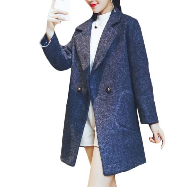 women's wool & blends autumn winter fashion woolen coat women korean temperament casual coats overcoat f792, Black
women's wool & blends autumn winter fashion woolen coat women korean temperament casual coats overcoat f792, Black