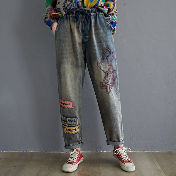 2021 new women spring fashion vintage patchwork pig embroidery empire waist ankle length denim pant office lady casual large size gqk2, Blue
2021 new women spring fashion vintage patchwork pig embroidery empire waist ankle length denim pant office lady casual large size gqk2, Blue
