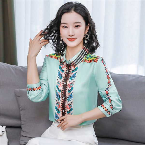 2021 runway luxury retro silk satin shirt long sleeve spring autumn winter women's designer button slim office ladies printed blouses, White
2021 runway luxury retro silk satin shirt long sleeve spring autumn winter women's designer button slim office ladies printed blouses, White