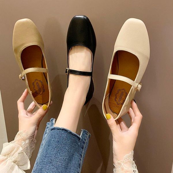dress shoes beige mary jane women 2021 autumn and summer thick heel medium low word buckle retro round head single, Black
dress shoes beige mary jane women 2021 autumn and summer thick heel medium low word buckle retro round head single, Black