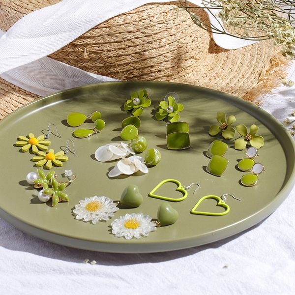 needle s925 silver avocado earrings female flowers fresh green sweet matcha, Golden