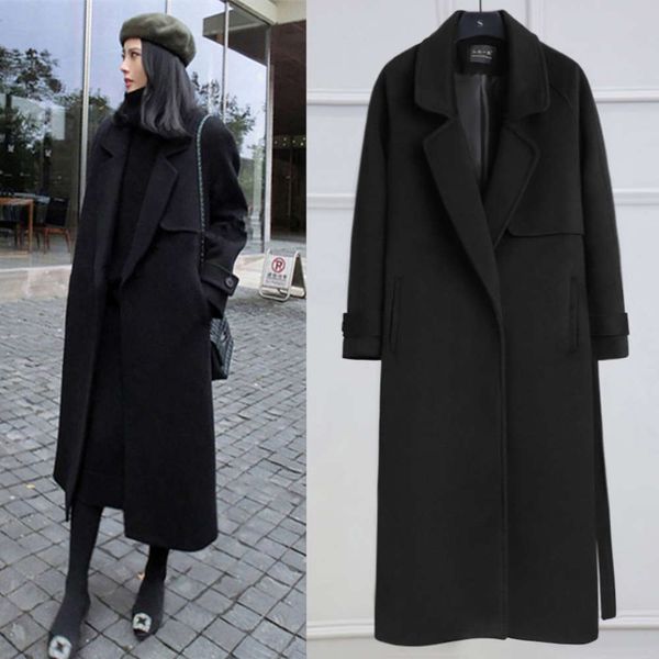 2020 new over knee black cashmere wool overcoat autumn and winter mid length anti season double faced woolen jacket for women
2020 new over knee black cashmere wool overcoat autumn and winter mid length anti season double faced woolen jacket for women