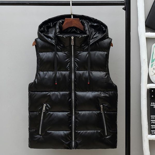 men's vests men winter vest lovers warm women sleeveless jacket glossy outerwear detachable hood, Black;white
men's vests men winter vest lovers warm women sleeveless jacket glossy outerwear detachable hood, Black;white