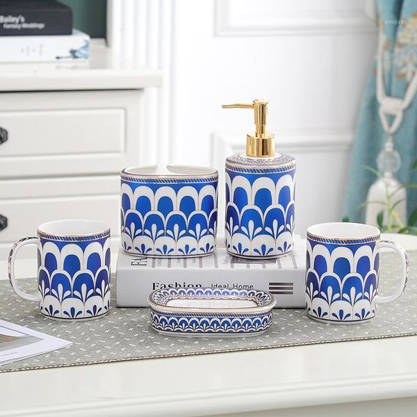 bath accessory set creative ceramic bathroom five-piece couple gargle cup soap dish solid wood storage tray lotion bottle
bath accessory set creative ceramic bathroom five-piece couple gargle cup soap dish solid wood storage tray lotion bottle