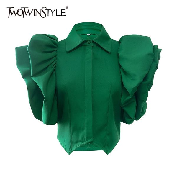 twotwinstyle vintage ruffles women blouse lapel collar butterfly short sleeve loose shirt female fashion clothes spring new 210302, White
twotwinstyle vintage ruffles women blouse lapel collar butterfly short sleeve loose shirt female fashion clothes spring new 210302, White