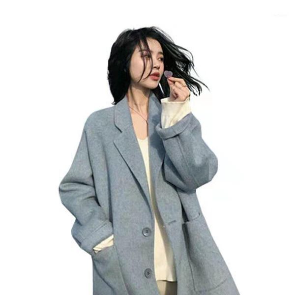 women's wool & blends autumn and winter korean fashion mid-length small fragrant wind haze blue thin woolen coat retro female trend, Black
women's wool & blends autumn and winter korean fashion mid-length small fragrant wind haze blue thin woolen coat retro female trend, Black