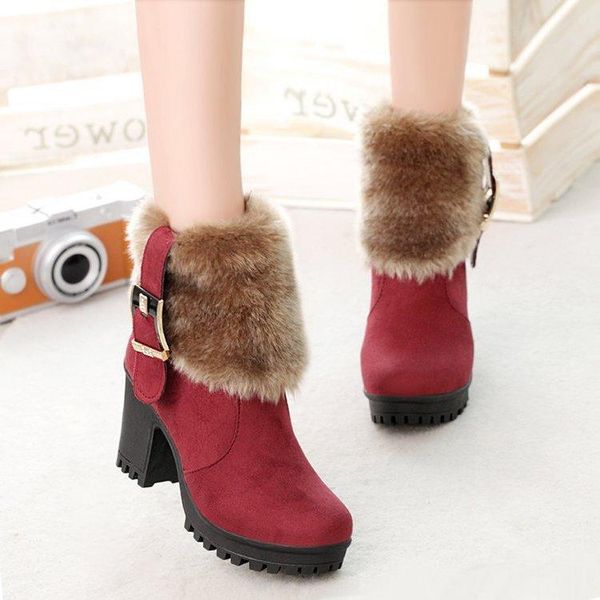 boots short boots, 2021 winter plush leather belt buckle women's round head thick heel, Black
boots short boots, 2021 winter plush leather belt buckle women's round head thick heel, Black