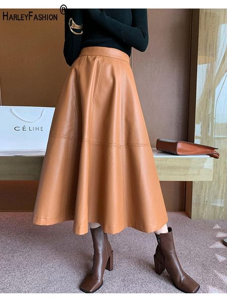 harleyfashion autumn winter new temperament slim patchwork pu leather women high waist vintage brown a-line skirt, Black
harleyfashion autumn winter new temperament slim patchwork pu leather women high waist vintage brown a-line skirt, Black