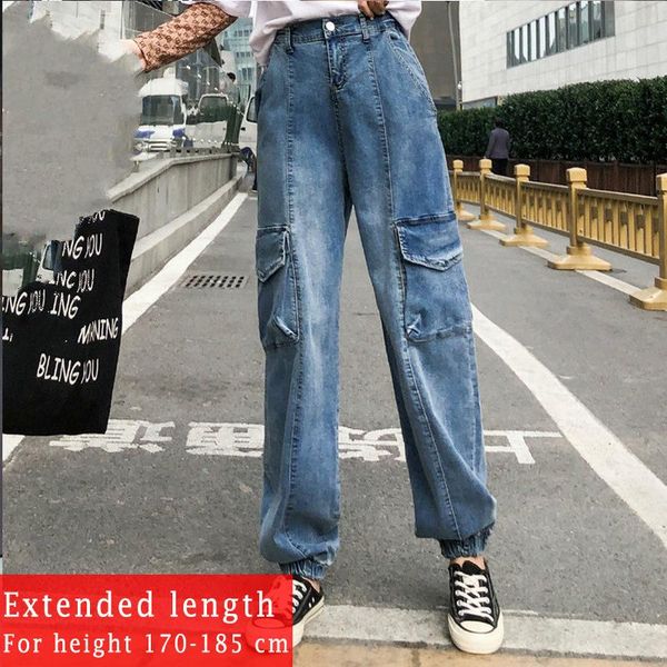 women's jeans 170 extended cargo pants overall women spring 175 tall girl casual pocket long denim korean fashion chic, Blue
women's jeans 170 extended cargo pants overall women spring 175 tall girl casual pocket long denim korean fashion chic, Blue