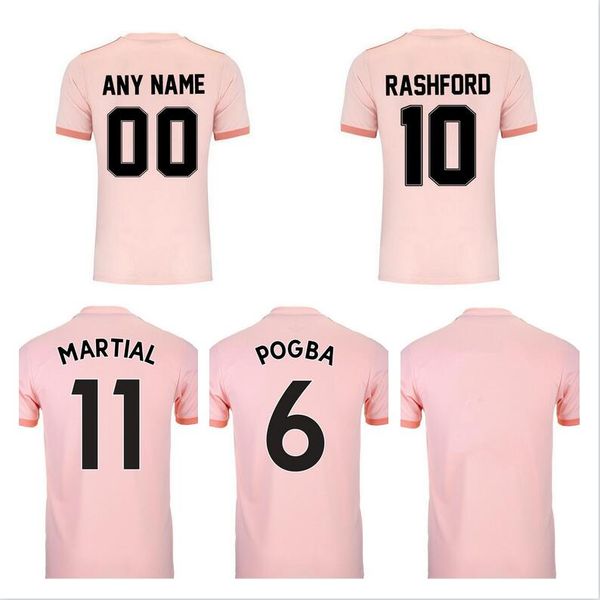 

2018 2019 retro manchester alexis pogba rashford away pink soccer jersey 18 19 united man vintage football shirt classic uniform utd, Black;yellow