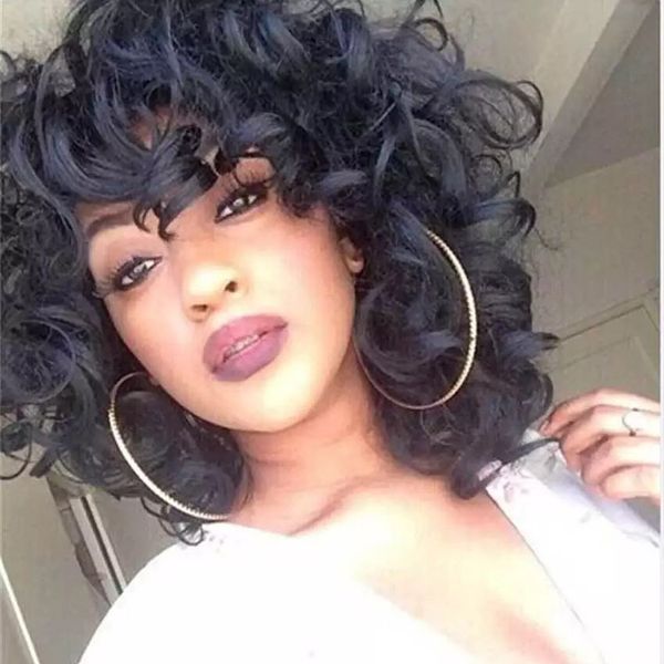 women's popular european and american wig long curly hair small fluffy explosive head wig, Black
women's popular european and american wig long curly hair small fluffy explosive head wig, Black