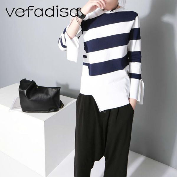 women's sweaters vefadisa 2021 spring striped for women split sleeve pullover asymmetrical sweater female irregular ad378, White;black
women's sweaters vefadisa 2021 spring striped for women split sleeve pullover asymmetrical sweater female irregular ad378, White;black