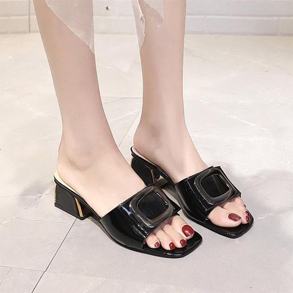 slippers women mid heels buckle shoes women's casual square female fashion woman thick heel footwear toe solid slides ladies, Black
slippers women mid heels buckle shoes women's casual square female fashion woman thick heel footwear toe solid slides ladies, Black