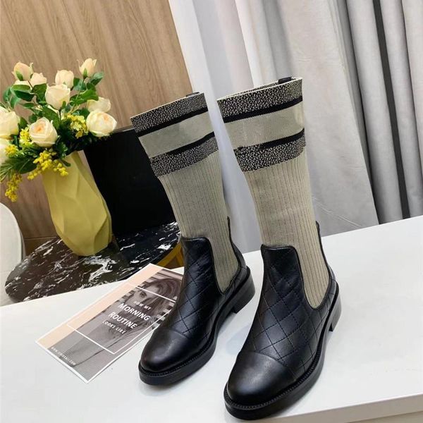 boots shoe for women knee high sock slip on flat botas mujer 2021 round toe genuine leather combat desginer, Black
boots shoe for women knee high sock slip on flat botas mujer 2021 round toe genuine leather combat desginer, Black