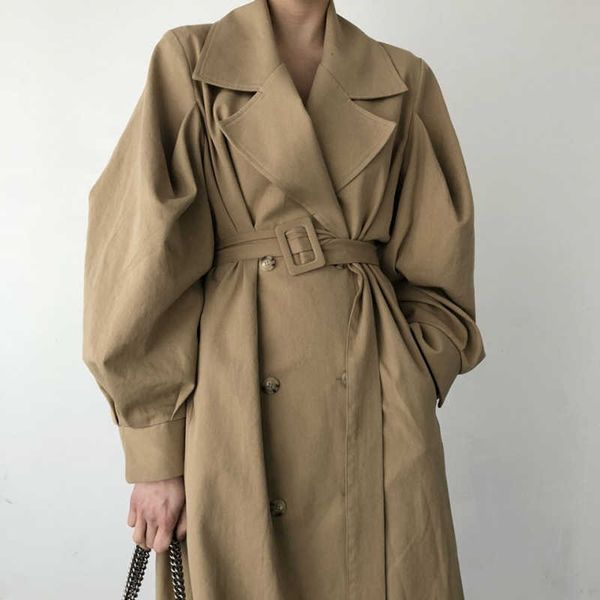 england style winter arrival office lady long coat women double breasted large chic casual vintage outwear slim trench 210608, Tan;black
england style winter arrival office lady long coat women double breasted large chic casual vintage outwear slim trench 210608, Tan;black