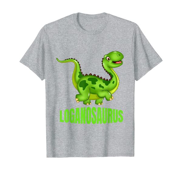 logan loganosaurus cute dinosaur kid gift tee, White;black