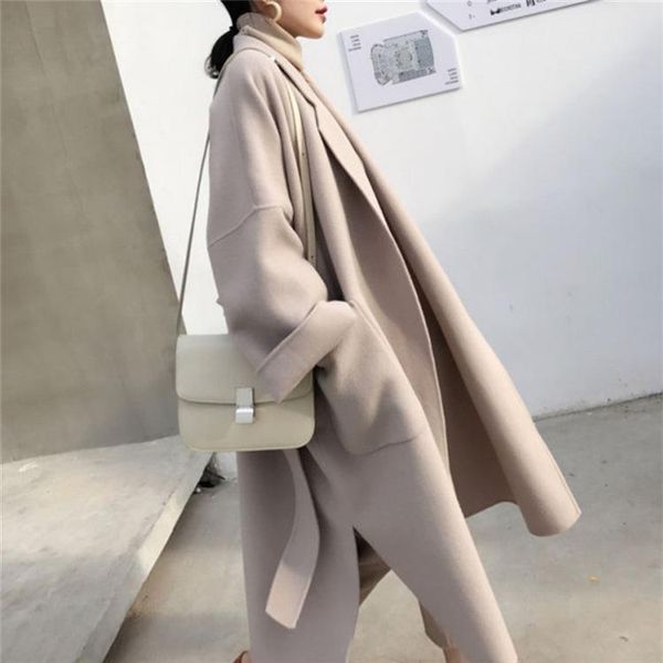 women's wool & blends winter female woolen coat high street women long jacket 2021 korean style big hem slit loose cardigan thick lined, Black
women's wool & blends winter female woolen coat high street women long jacket 2021 korean style big hem slit loose cardigan thick lined, Black