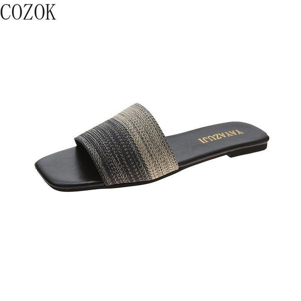 2021 summer new women's slippers with color matching uppers casual fashion all-match outer wear women's slippers, Black
2021 summer new women's slippers with color matching uppers casual fashion all-match outer wear women's slippers, Black