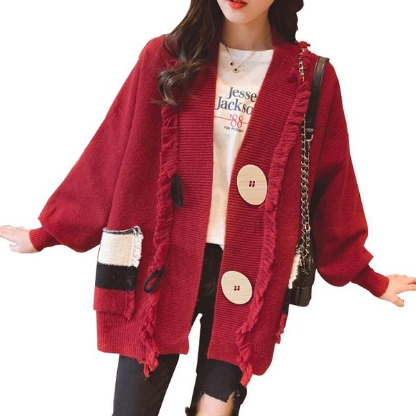 women's knits & tees women long sleeves knitted cardigan sweater overcoat single-breasted tassel coat e56a, White
women's knits & tees women long sleeves knitted cardigan sweater overcoat single-breasted tassel coat e56a, White
