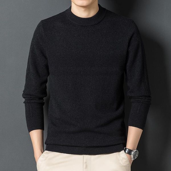 men's sweaters autumn 100% pure wool knitted pullover sweater round neck solid color sweater., White;black
men's sweaters autumn 100% pure wool knitted pullover sweater round neck solid color sweater., White;black