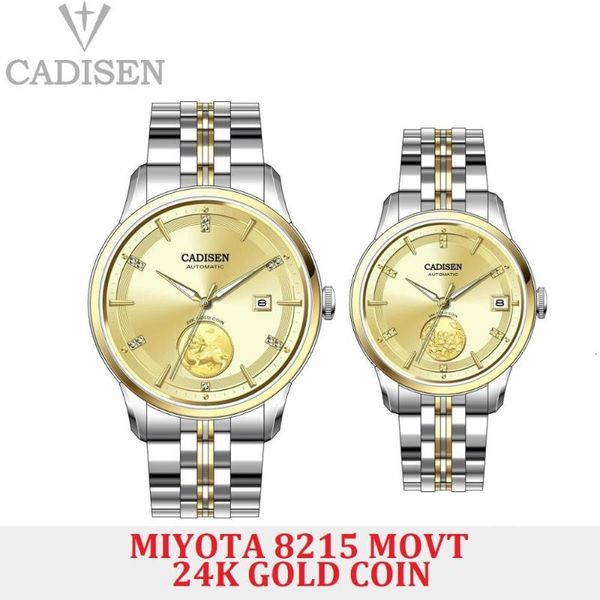 wristwatches cadisen lovers watch automatic mechanical men wristwatch miyota 8215 movt sapphire glass men's watches date 24k gold coin, Slivery;brown
wristwatches cadisen lovers watch automatic mechanical men wristwatch miyota 8215 movt sapphire glass men's watches date 24k gold coin, Slivery;brown