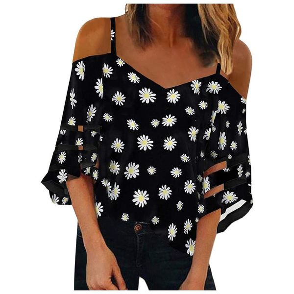 women's blouses & shirts blouse v neck flower print mesh panel 3/4 bell sleeve dew shoulder casual off summer 2021, White
women's blouses & shirts blouse v neck flower print mesh panel 3/4 bell sleeve dew shoulder casual off summer 2021, White