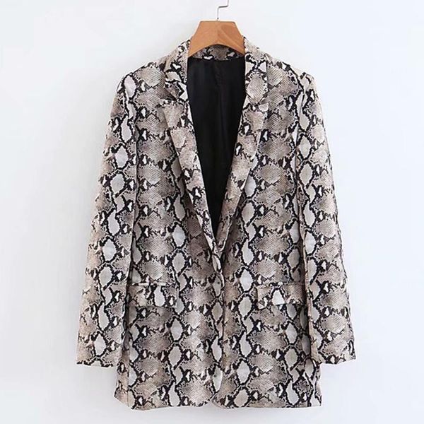 women's suits & blazers 2021 women vintage snake print blazer pockets notched collar long sleeve coat female outerwear fashion casaco f, White;black
women's suits & blazers 2021 women vintage snake print blazer pockets notched collar long sleeve coat female outerwear fashion casaco f, White;black