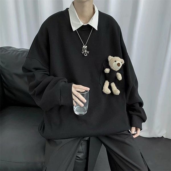 men's fashion removable bear hoodies cotton casual sweatshirts round neck masculino pullovers streetwear loose coats s-xl 220124, Black
men's fashion removable bear hoodies cotton casual sweatshirts round neck masculino pullovers streetwear loose coats s-xl 220124, Black