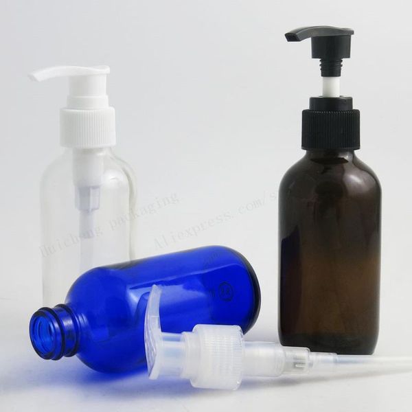 200 x 120ml large refillable 4oz cobalt blue dark amber clear glass bottle with black lotion pump glass liquied container
200 x 120ml large refillable 4oz cobalt blue dark amber clear glass bottle with black lotion pump glass liquied container