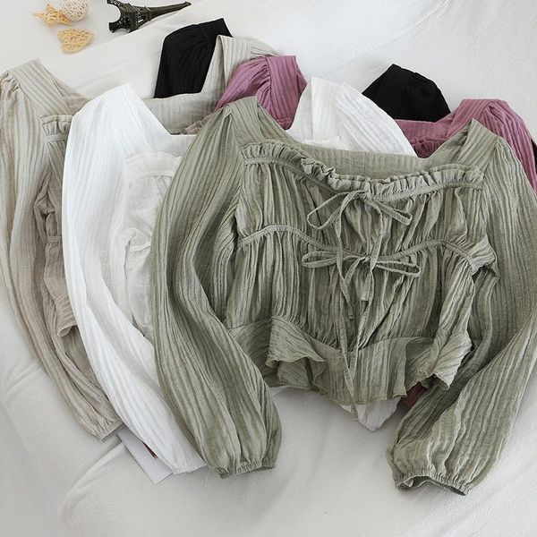 women slash neck puff lantern sleeve basic ruffles pleated shirt vintage short elastic slim bandage strap pullover blouse, White
women slash neck puff lantern sleeve basic ruffles pleated shirt vintage short elastic slim bandage strap pullover blouse, White