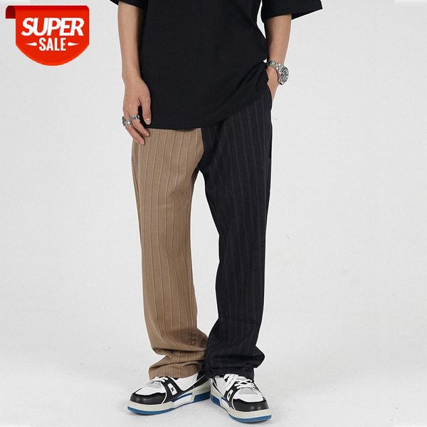 contrasting color stitching striped drape trousers men's romantic loose straight-leg pants wide-leg casual #vo9m, Black
contrasting color stitching striped drape trousers men's romantic loose straight-leg pants wide-leg casual #vo9m, Black