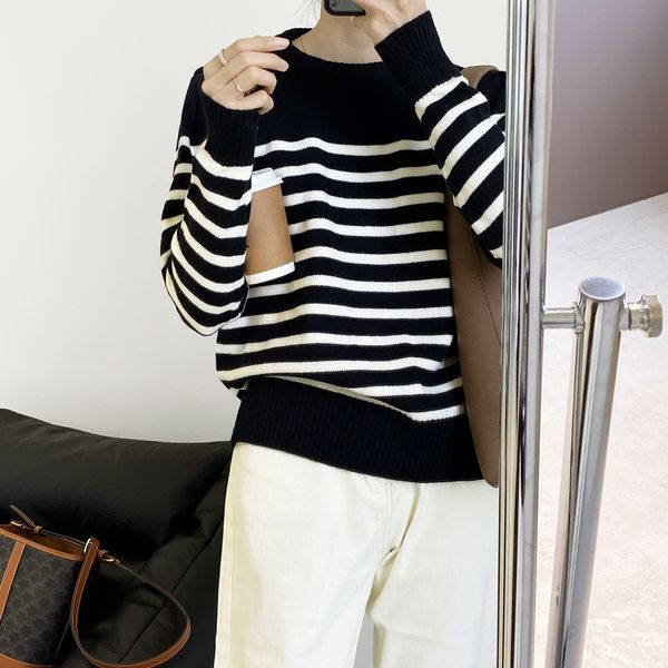 spring 2021 new o-neck thin striped knitted fashion sweater casual women clothes pullovers pull femme 8ult, White;black
spring 2021 new o-neck thin striped knitted fashion sweater casual women clothes pullovers pull femme 8ult, White;black