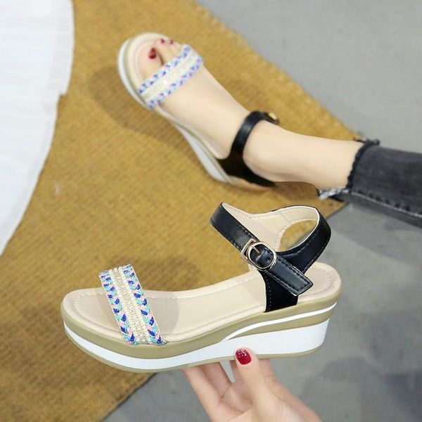 dress shoes 2021 sandals female shoe high heels muffins clogs wedge girls fashion high-heeled flat beige summer thick platform, Black
dress shoes 2021 sandals female shoe high heels muffins clogs wedge girls fashion high-heeled flat beige summer thick platform, Black