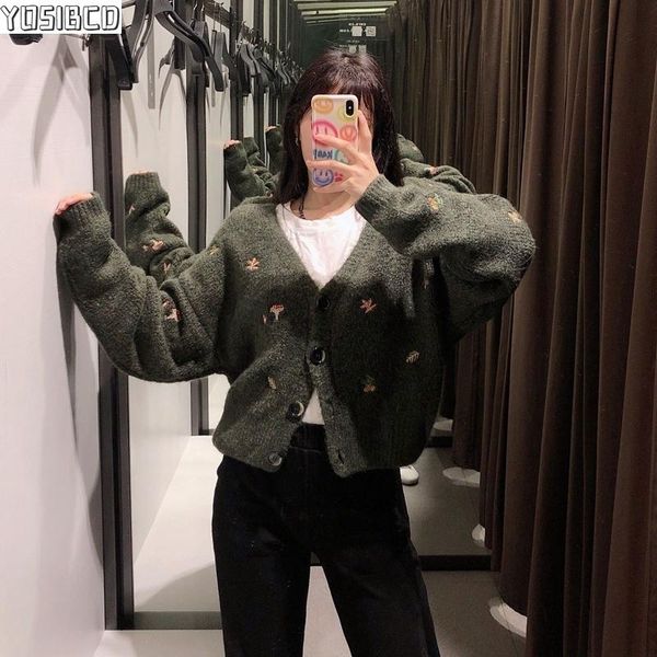 yosibcd women 2021 fashion floral embroidery knitted cardigan sweater vintage long sleeve button-up female outerwear chic, White
yosibcd women 2021 fashion floral embroidery knitted cardigan sweater vintage long sleeve button-up female outerwear chic, White