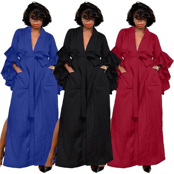 casual dresses brand women full sleeve solid party club long maxi dress side split, Black;gray
casual dresses brand women full sleeve solid party club long maxi dress side split, Black;gray