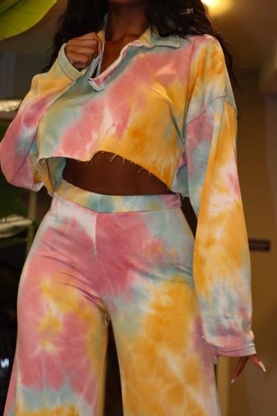 women's two piece pants colorful tie dye print long sleeve crop wide leg set casual sportwear tracksuit outfit, White
women's two piece pants colorful tie dye print long sleeve crop wide leg set casual sportwear tracksuit outfit, White
