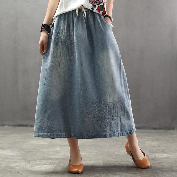 skirts vintage denim women 2021 spring summer retro style elastic waist embroidery jeans midi a line skirt, Black
skirts vintage denim women 2021 spring summer retro style elastic waist embroidery jeans midi a line skirt, Black