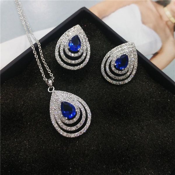 good quality tiny cubic zirconia stone setting flower and pear drop dangle earring with rose red blue crystal jewelry sets, Silver
good quality tiny cubic zirconia stone setting flower and pear drop dangle earring with rose red blue crystal jewelry sets, Silver