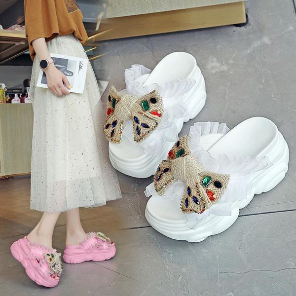 slippers butterfly-knotted for summer fashion wear the european station muffin thick-soled inner-height thick soles, Black
slippers butterfly-knotted for summer fashion wear the european station muffin thick-soled inner-height thick soles, Black