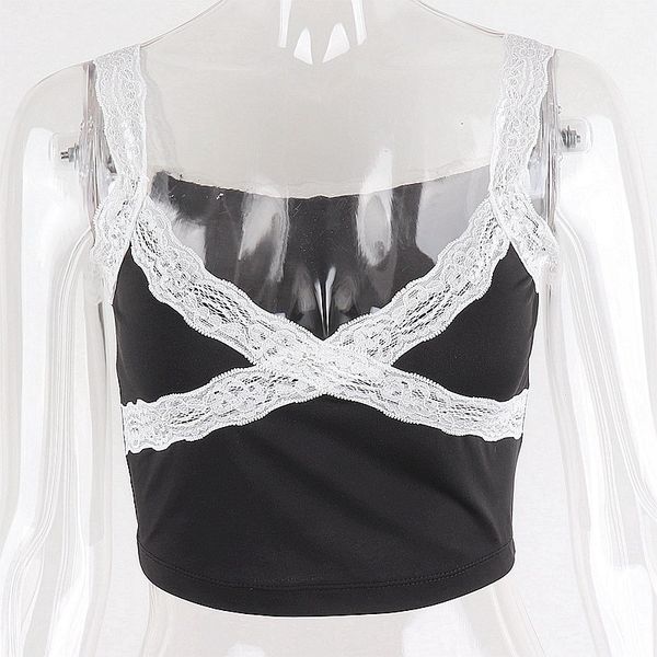 chic black bralette lace camis crop women sleeveless summer y2k backless cropped feminino, White 
chic black bralette lace camis crop women sleeveless summer y2k backless cropped feminino, White