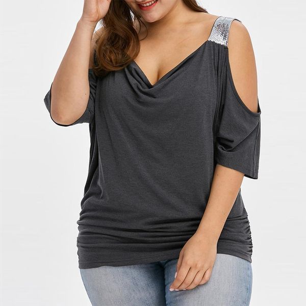 women casual off shoulder 6xl plus size female v neck soild color three quarter sleeve hollow out t-shirt d30, White
women casual off shoulder 6xl plus size female v neck soild color three quarter sleeve hollow out t-shirt d30, White