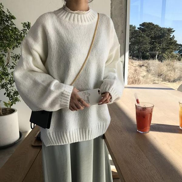 women's sweaters autumn winter pullover round neck sweater student korean loose basic coat women white blue black, White;black
women's sweaters autumn winter pullover round neck sweater student korean loose basic coat women white blue black, White;black