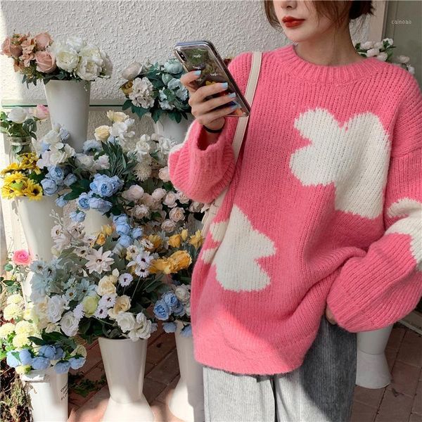 women's sweaters autumn and winter contrast color cloud sweater women loose-fitting long-sleeved knitted college style, White;black
women's sweaters autumn and winter contrast color cloud sweater women loose-fitting long-sleeved knitted college style, White;black