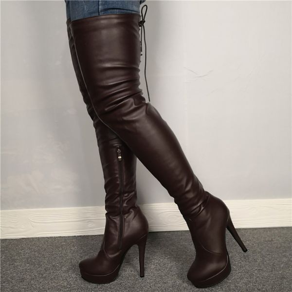 women's handmade classic style ladies stiletto high heels over knee boots shoelace platform thigh-high booties evening club fashion win, Black
women's handmade classic style ladies stiletto high heels over knee boots shoelace platform thigh-high booties evening club fashion win, Black
