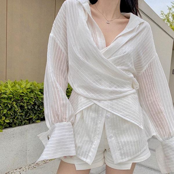 women's blouses & shirts 2021 brand stylish women cross design striped long sleeve blouse womens and chemise blusa, White
women's blouses & shirts 2021 brand stylish women cross design striped long sleeve blouse womens and chemise blusa, White