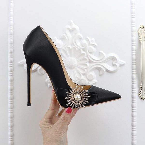 dress shoes ewst pearl rhinestone sunflower bow buckle pumps woman smooth silk high heels pointed toe lady thin heel wedding, Black
dress shoes ewst pearl rhinestone sunflower bow buckle pumps woman smooth silk high heels pointed toe lady thin heel wedding, Black